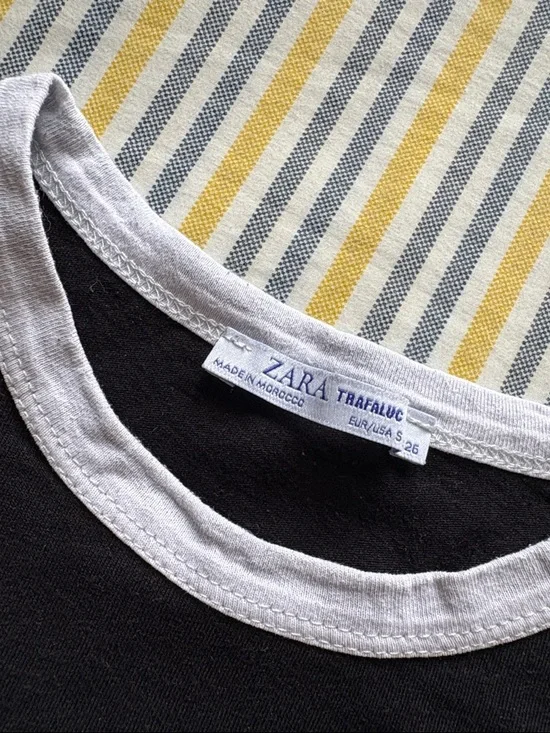 Zara Black Tee with White Front Text Graphic - Picture 3 of 5